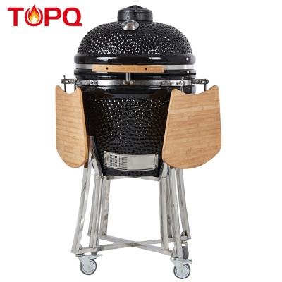 China TOPQ Sale Size 21 Inch Black Adjustable Hot Portable Charcoal Smoker Ceramic Kamado Steel Grill for sale