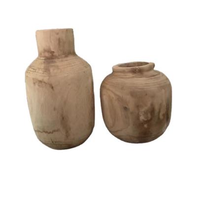 China Europe Handmade Wooden Flower Vases For Home Decor Table Wood Vase For Lobby Decor for sale