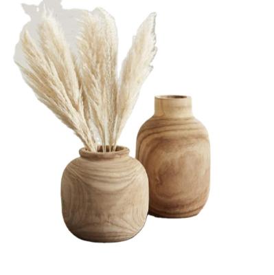 China Europe Handmade Wood Open Flower Vases For Table Room Cafe Home Decor Wood Vase for sale