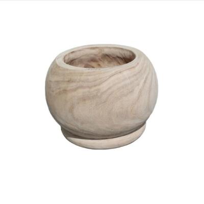 China Europe Style Flower Vase Decorative Rustic Wood Round Flower Pot Tall Wooden Vase for sale