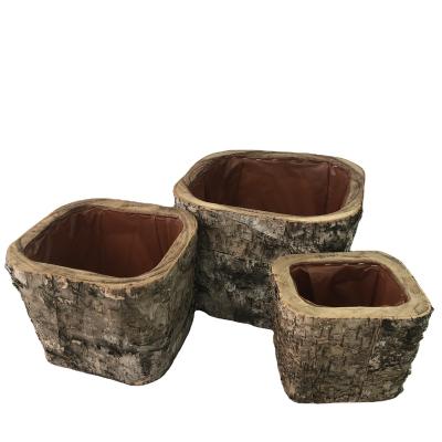 China Europe Indoor Garden Handmade Outdoor Home Decor Tools Wood Crafts Plant Wood Pot for sale