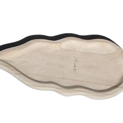 China Europe Hot-selling Decoration Handicraft Wood Leaf Shape Wooden Paulownia Wood Tray for sale