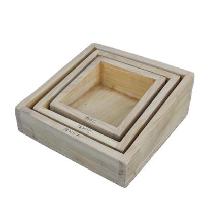 China Wholesale Paulownia Wood Europe Supplies Handmade Arts Craft Trapeze Shaped Wooden Tray Set for sale