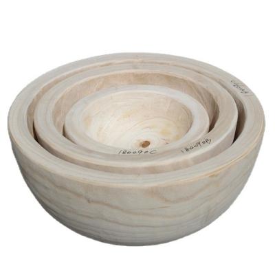 China Various Size Europe Wooden Bowl Cheap Wooden Decorative Paulownia Sale Handmade Wood Crafts for sale