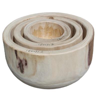 China Europe Customization Supply Various Size Decorative Wooden Bowl Paulownia Wood Crafts for sale