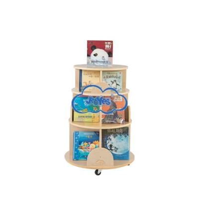 China Wooden Material Children's Eco-Friendly Shelf Revolving Display Cabinet Shelf for sale