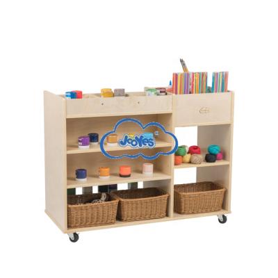 China Childcare Classroom Trolley Cabinet Wood Child Eco - Friendly Material Furniture for sale