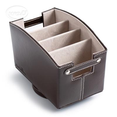 China Eco-Freindly Popular Custom Home Leather Desktop Storage Box for sale