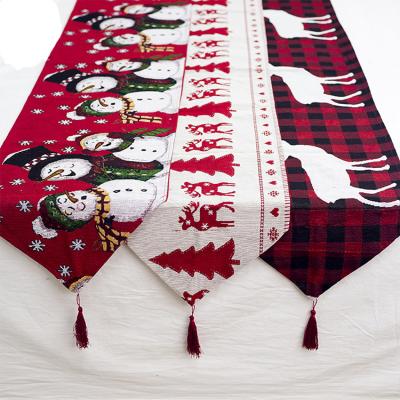 China Christmas layout for each location cotton and canvas embroidery Christmas table flag creative European coffee table desktop decoration for sale