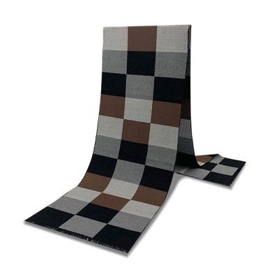 China Keep Hot Fashion Classic Design Men's Plaid Faux Cashmere Scarf Wholesale for sale