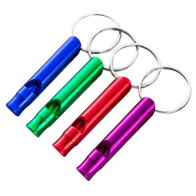 China Outdoor Car Accessories Mini Emergency Survival Safety Aluminum Alloy Whistle Key Chain for sale