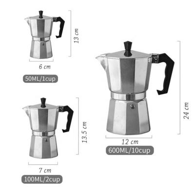 China KLP Sustainable Aluminum Pot Customizable Customizable Coffee Makers Logo Packaging Stovetop Espresso Italian Mocha for sale