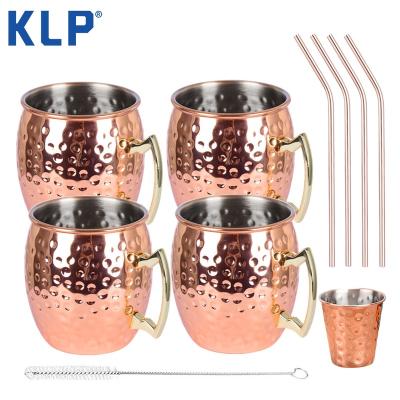 China Viable KLP Coffee Drink Makers Moscow Mule Cold Cup Mug With Gift Package Mug Set For Home And Party for sale