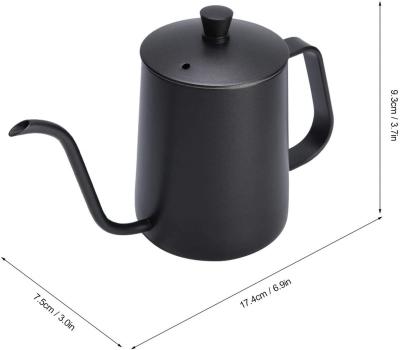 China KLP 1L Stocked Stainless Steel Spill Over Coffee Kettle Dripper Thermometer Metal Gooseneck Coffee Drip Pot for sale