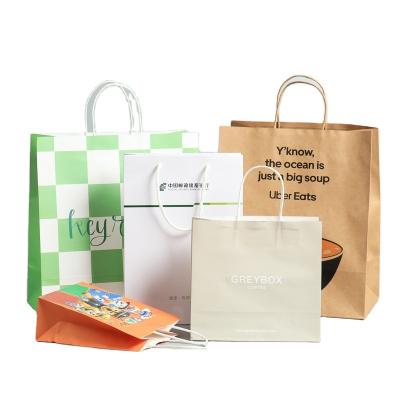 China Recyclable Logo Print Wholesale Grocery Custom Supermarket Bag White Brown Kraft Paper for sale