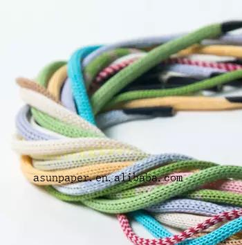 China Eco-friendly 100% pure wood pulp 3.0mm-6.0mm cord handles, paper cord, knitted paper cord with more than 90colors available. China did. for sale