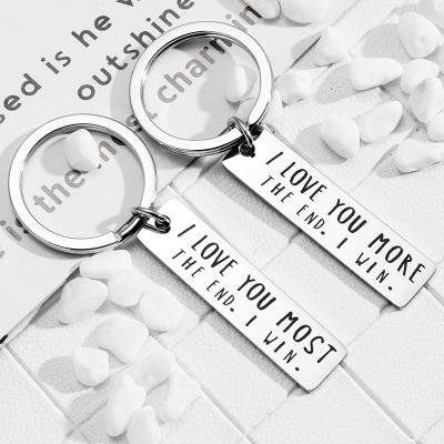 China Creative Gift Letter I LOVE YOU MORE Metal Woman Key Chain Man Key Chain For Couples Pendant Llaveros Pants for sale