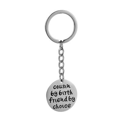 China Creative Gift Letter Cousin By Brith Friend By Choice Master Key Ring Pendant Porte Clef Mens Womens Key Chain Chains for sale