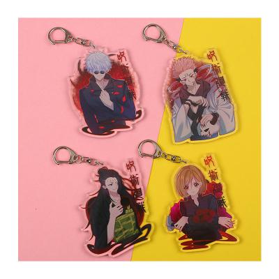 China Cute Eco-friendly Anime Jujutsu Kaisen Acrylic Key Chain Man For Pants Key Dangle Kids Stand Holder Jewelry Brelok for sale