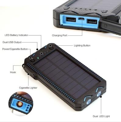 Chine With 20000mAh Instant Light Solar Power Bank Outdoor Portable Waterproof Solar Battery Charger With Cigarette Lighter à vendre