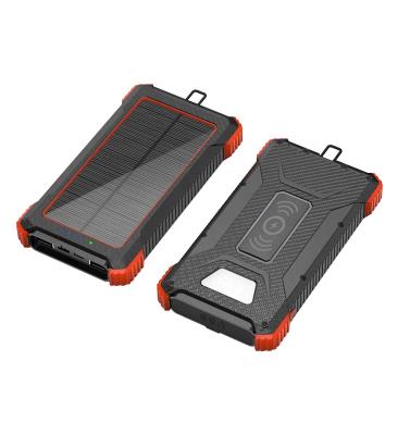 China Custom Logo Solar Power Bank Portable Solar Panel Charging OEM Factory Wireless Charger With Flashlight for sale