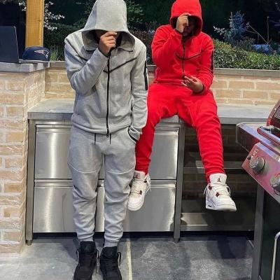 China Wholesale Breathable Tech Tracksuit Unisex Zipper Up Jacket Jogger Sets Mens Hooded Sweatsuit Logo Jogging Suit Custom Made for sale