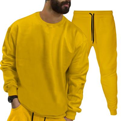 China Two Piece Sets Logo Mens Sweatsuit Fitness Sportswear Tracksuits Crewneck Pullover Breathable Custom Jogger Sweatshirt For Men for sale