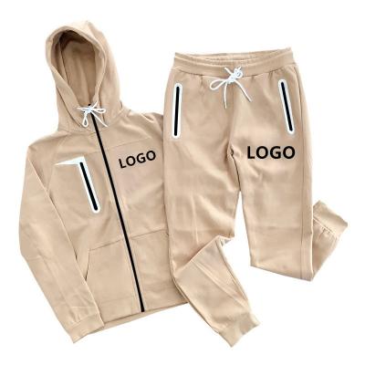 China Autumn Men Two Piece Suits Breathable Hooded Sweatshirt Sweatpants Zipper Women Pockets Tracksuit Sweatsuit Zipper Jogging Set for sale