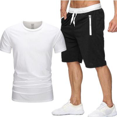 China Custom Men's Jogging Shorts O Neck Training Sweatsuit Casual Set Breathable Solid Neck T-shirts Suits for sale