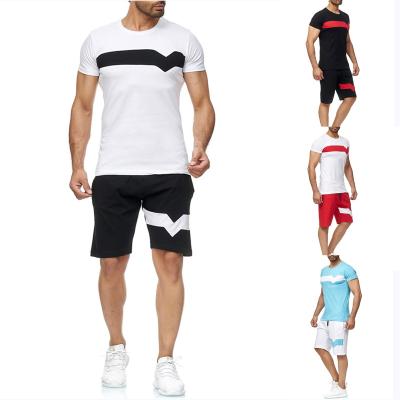 China Sustainable 2021 Summer 2 Piece Set Jogging Suit Mens Short Sets Custom White T-Shirt Two Piece Short Pants Set For Men for sale