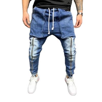 China QUICK DRY Pocket Cargo Style Men's Streetwear Hip Hop Sportswear Drawstring Zipper Joggers Mens Denim Jeans Pants Male for sale