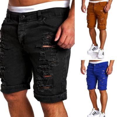 China Summer QUICK DRY Mens Jeans Short Pants Hole Knee Zipper Casual Shorts For Men Denim Jean Shorts for sale