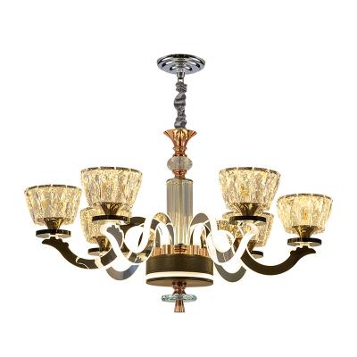 China Gold Modern Crystal Chandelier Luxury Modern Pendant Light For Dining Room Hotel for sale