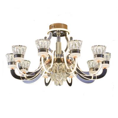 China Luxury elegant modern American European villa living room K9 LED crystal smart chandeliers and pendant lights for sale