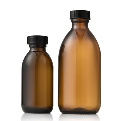 China Wholesale Dark Brown 1000ml Amber Round Clear Empty Glass Boston Personal Care Shampoo Customized Bottle With Screw Cap for sale