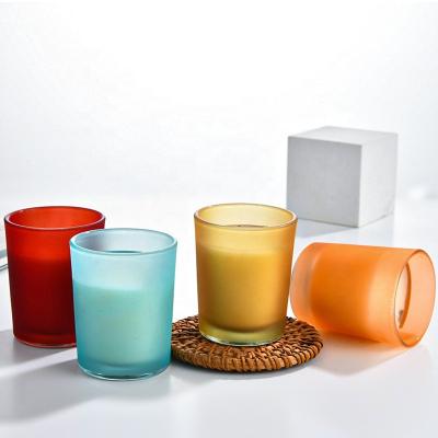 China ALL Muticolor Hot Selling Empty Glass Candle Cup Candle Jar With Wooden Lid for sale