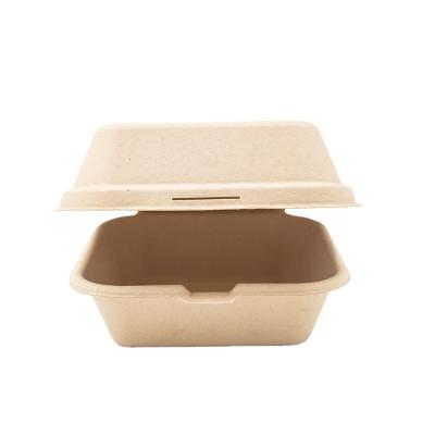 China Disposable Biodegradable Sugarcane Bagasse Takeout Clamshell For Food Packaging for sale