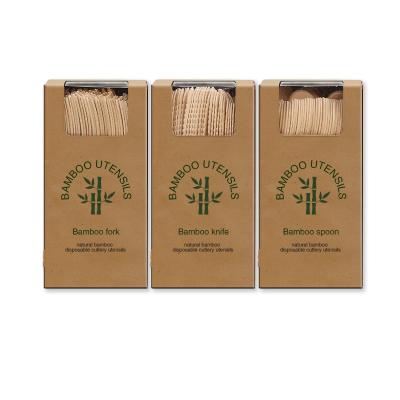 China Tableware OEM Logo Natural Portable Travel Wooden Fork Spoon Flatware Knives Bamboo Wooden Spoon Cutlery Set For Kitchen for sale