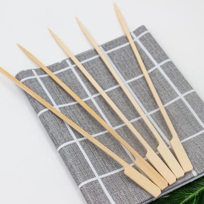 China Easily Cleaned Outdoor BBQ Cooking Tools Bamboo Spikes Wooden BBQ Sticks Flat Grill Cooking Skewers for sale