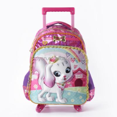 China 2018 Cute Design 14 Inch 4 Wheeled Trolley Kids Children School Bag for sale