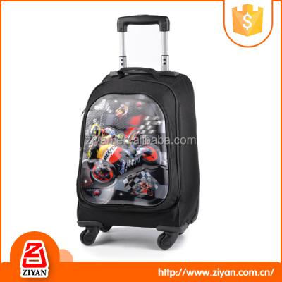 China Fashionable Fancy Trolley Boys School Bags With Girl Cardboard Character Cartoon Kids Trolley 5d School Bags With 4 Wheels For Primary School for sale