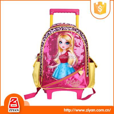 China Satin Princess Design Material Satin Trolley School Bags For Girls for sale