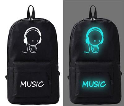 China 2017 New Design Waterproof Night Light Backpack Luminous Printing Backpack Bag for sale