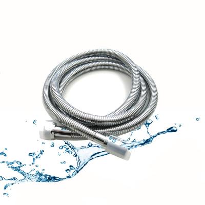 China Modern Chrome Plated Stainless Steel Flexible Extension Double Tube Shower Lock Slim Shower Hose for sale