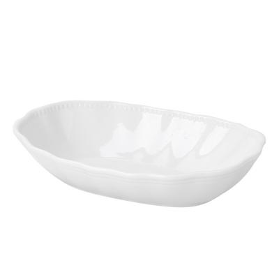 China Factory wholesale disposable unique creative shape salad fruit bowl white ceramic bowl for restaurant for sale