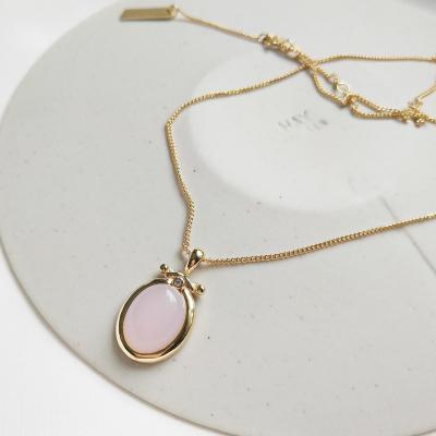 China CLASSIC Korean Exquisite Gold Plated Sterling Silver Necklace Gold Plating Rose Crystal Pendant Necklace for sale