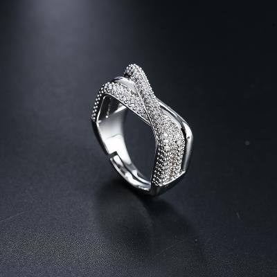 China 2021 Newest Real Irregular CLASSIC Gold Plated Geometric CZ Finger Ring Bling Cubic Zirconia Irregular Open Ring for sale