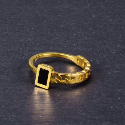 China 2021 Newest Design CLASSIC Slim Chain Single Finger Ring Luxury Gold Plated Stainless Steel Geometric Square Ring for sale