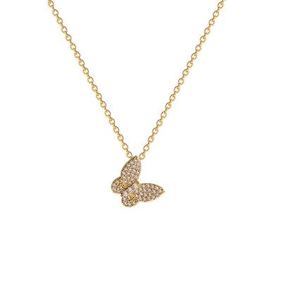 China CLASSIC 18K Gold Plated Exquisite Stainless Steel CZ Butterfly Choker Pendant Necklace Zircon Butterfly Necklace For Girls for sale