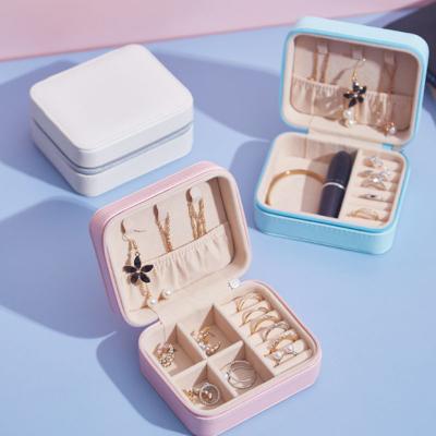 China Fashion PU Earrings Rings Packaging Boxes Jewelery Case Women Girls PU Leather Portable Jewelry Travel Cases Jewelry Boxes for sale